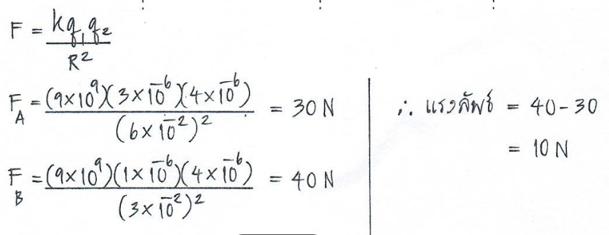 วิธีการคำนวณข้อสอบไฟฟ้าสถิต ม.5