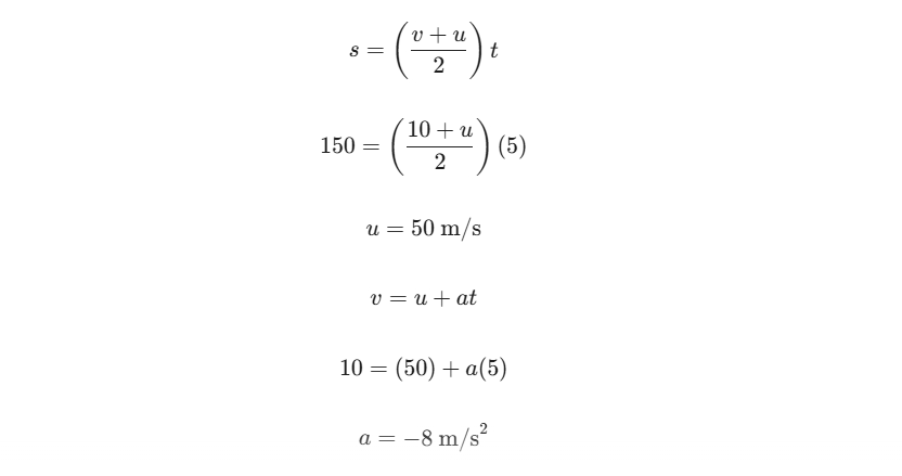 การใช้สูตรการเคลื่อนที่แนวตรงเพื่อหาความเร็วต้นและความเร่ง