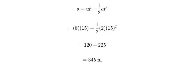 การใช้สูตรการเคลื่อนที่แนวตรงเพื่อหาการกระจัด